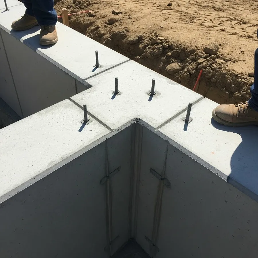 Forms stripped around the new foundation